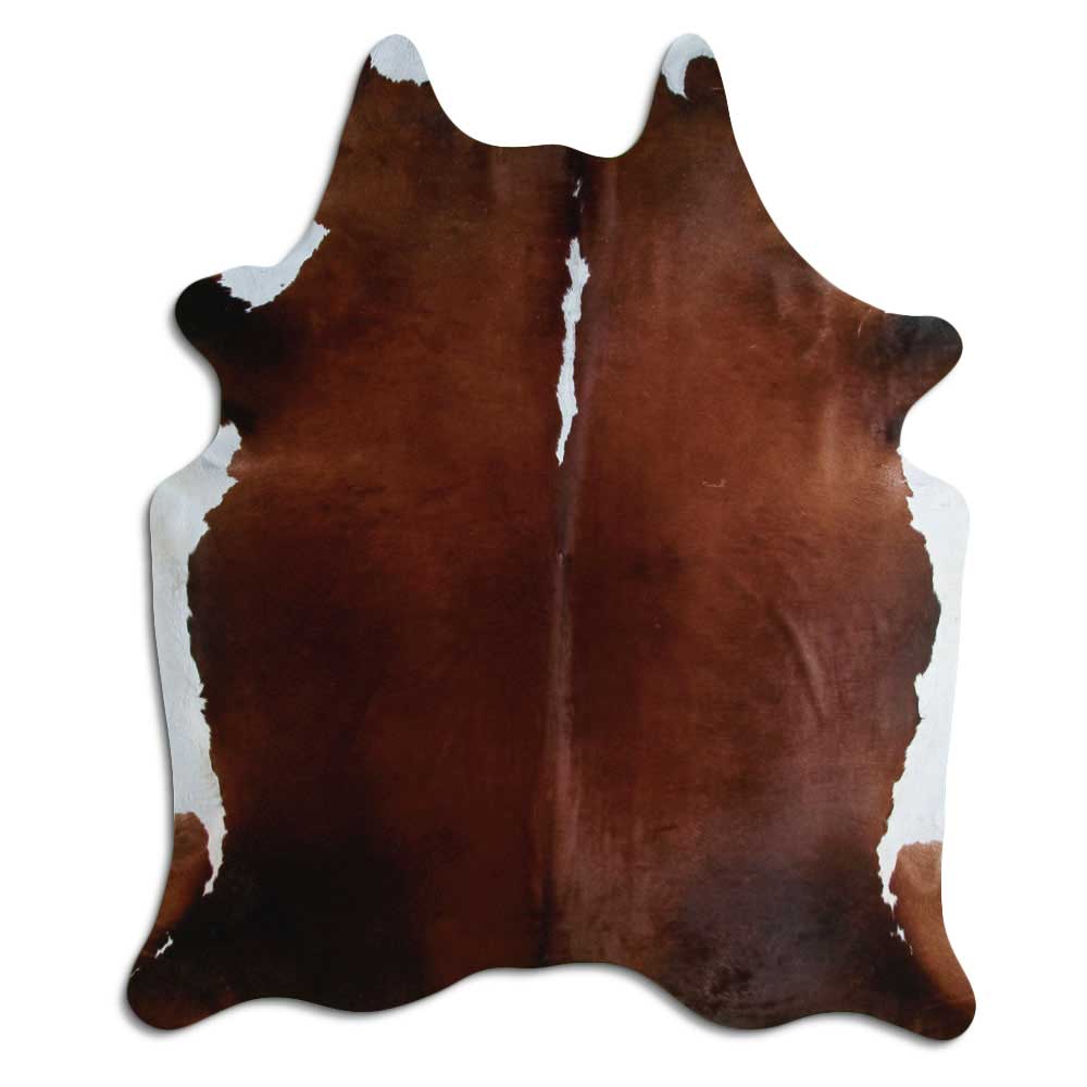Brown and white cowhide rug XL