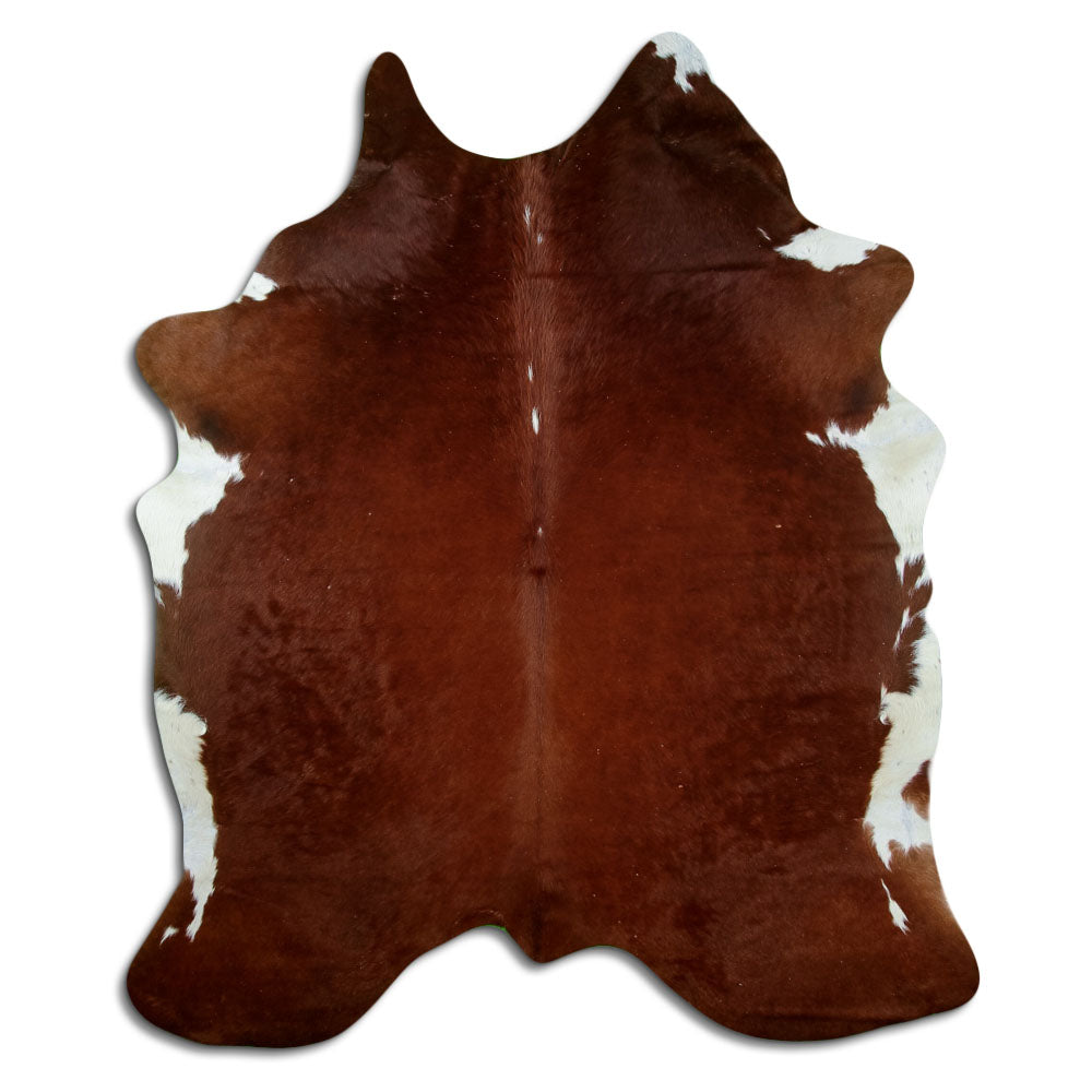 Brown and white cowhide rug XL