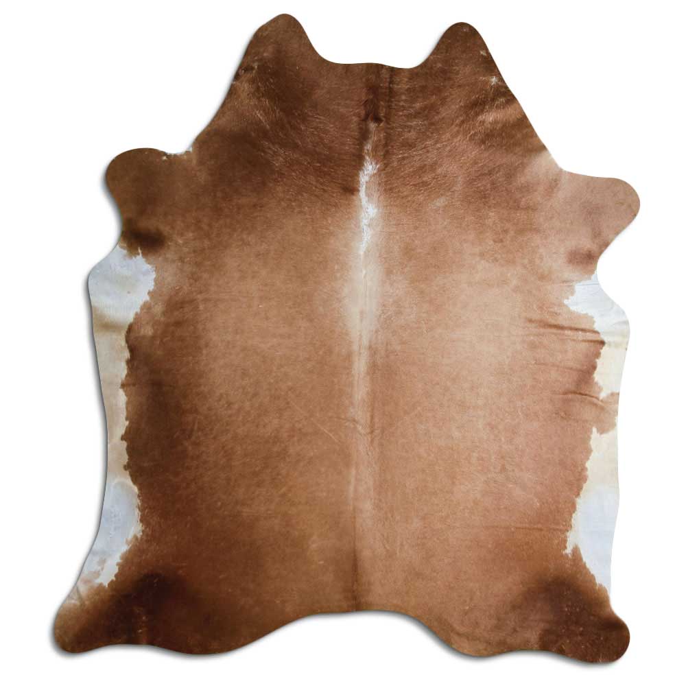 Brown and white cowhide rug XL