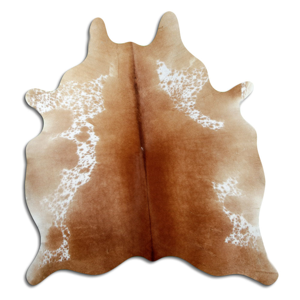 Brown and white cowhide rug M