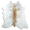 Brown and white cowhide rug L