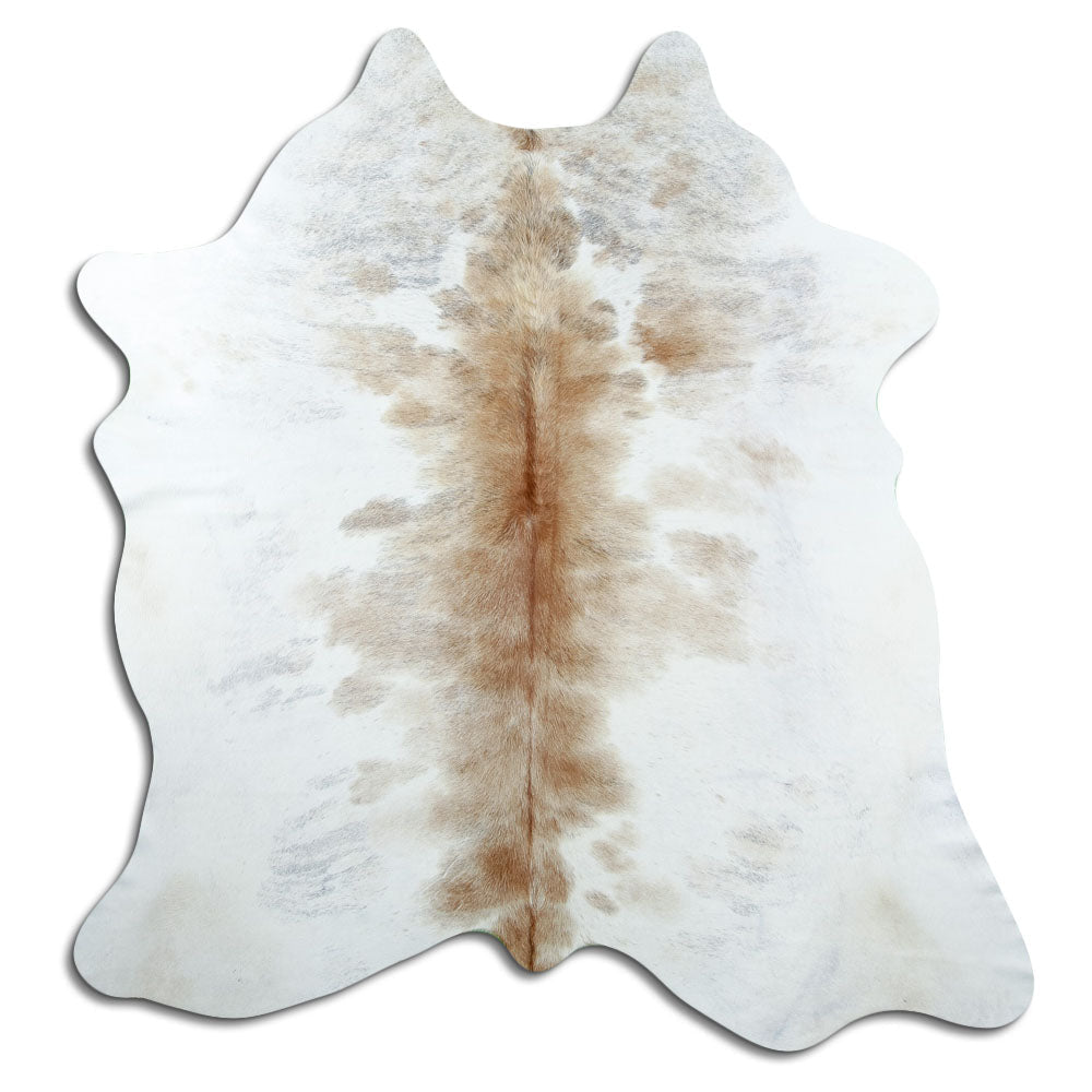 Brown and white cowhide rug L