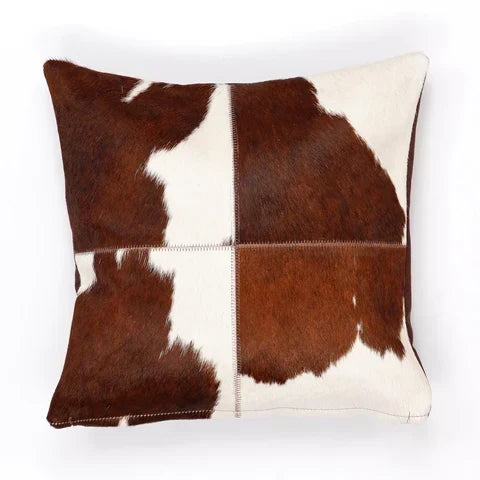 Cowhide Cushion Cover – Brown-White