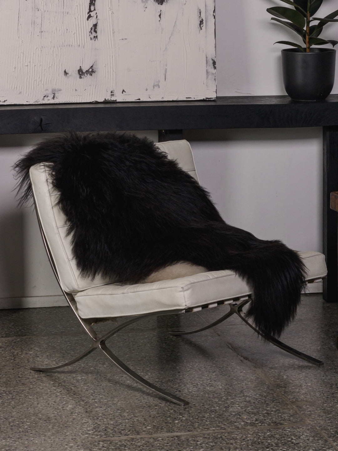 Black icelandic sheepskin rug