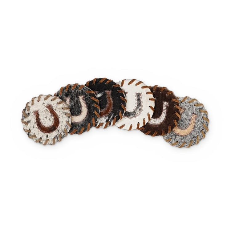 Cowhide Coaster Set – Horseshoe, 6 pieces